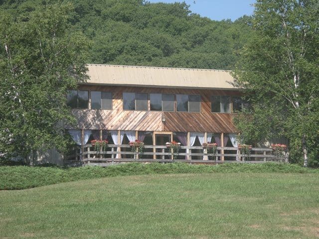 The lakeside restaurant building